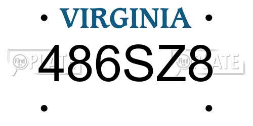 486SZ8 Virginia License Plate