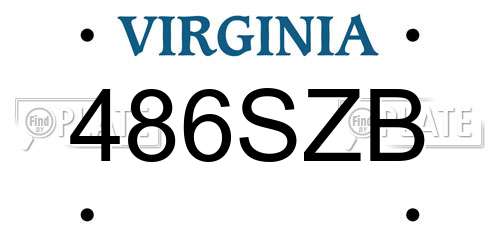 486SZB Virginia License Plate