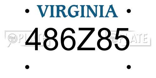 486Z85 Virginia License Plate
