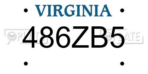 486ZB5 Virginia License Plate