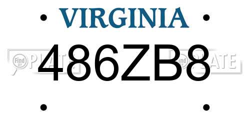 486ZB8 Virginia License Plate