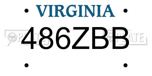 486ZBB Virginia License Plate
