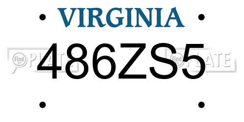 486ZS5 Virginia License Plate