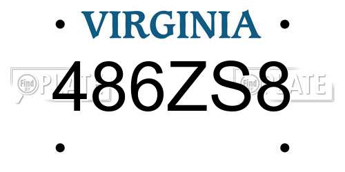 486ZS8 Virginia License Plate