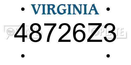 48726Z3 Virginia License Plate