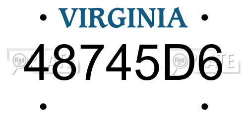 48745D6 Virginia License Plate