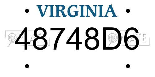 48748D6 Virginia License Plate