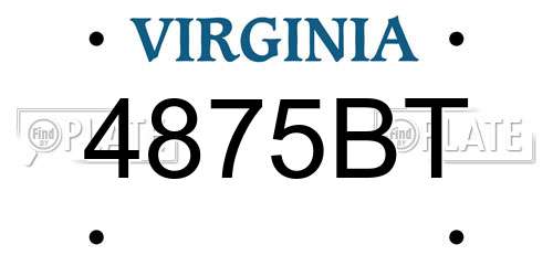 4875BT Virginia License Plate