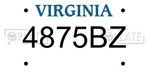 4875BZ Virginia License Plate