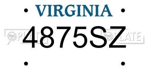 4875SZ Virginia License Plate