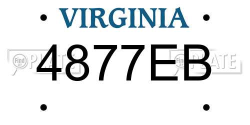 4877EB Virginia License Plate