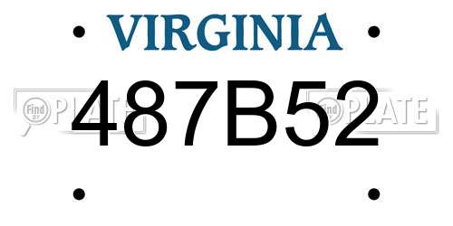487B52 Virginia License Plate
