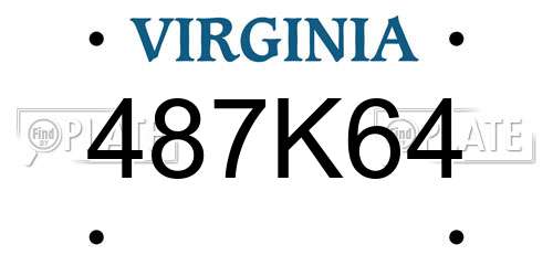 487K64 Virginia License Plate