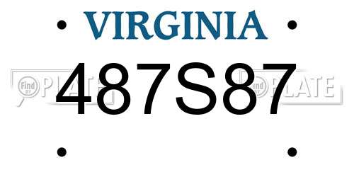 487S87 Virginia License Plate