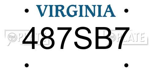 487SB7 Virginia License Plate