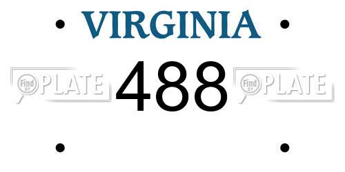 488 Virginia License Plate