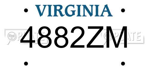 4882ZM Virginia License Plate