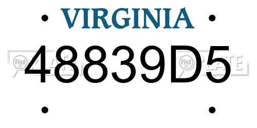 48839D5 Virginia License Plate