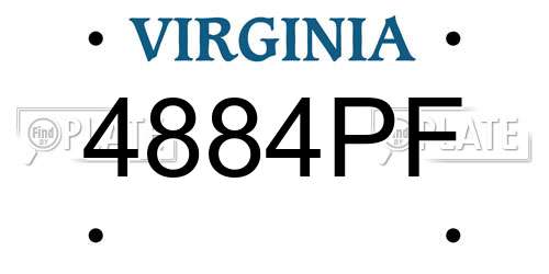 4884PF Virginia License Plate