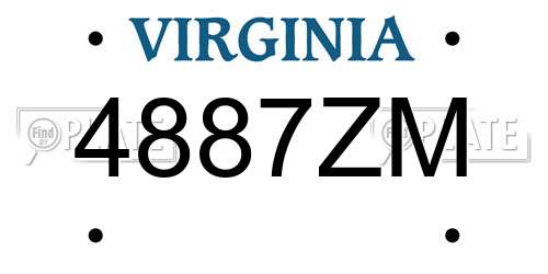 4887ZM Virginia License Plate