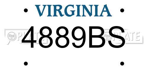 4889BS Virginia License Plate