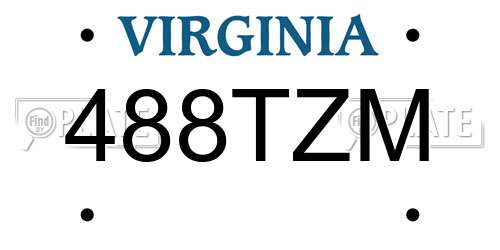 488TZM Virginia License Plate