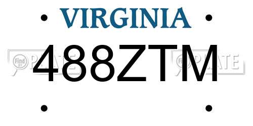 488ZTM Virginia License Plate