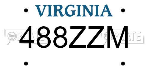 488ZZM Virginia License Plate