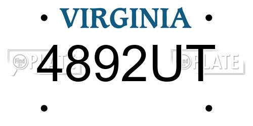 4892UT Virginia License Plate