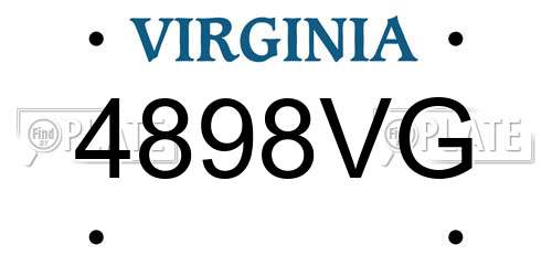 4898VG Virginia License Plate