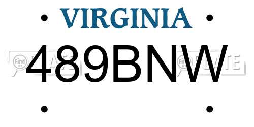 489BNW Virginia License Plate