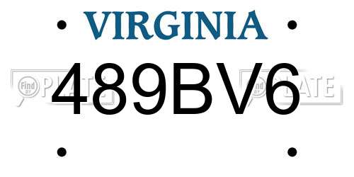 489BV6 Virginia License Plate