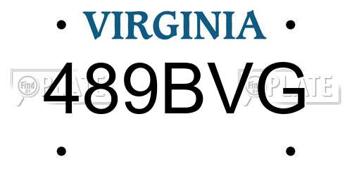 489BVG Virginia License Plate