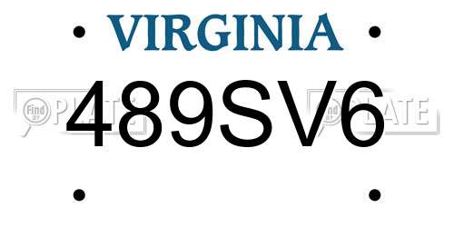 489SV6 Virginia License Plate