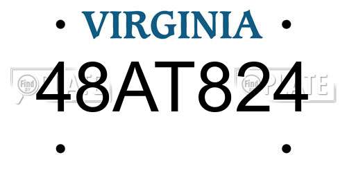 48AT824 Virginia License Plate