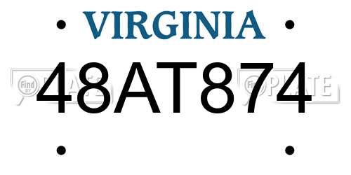 48AT874 Virginia License Plate