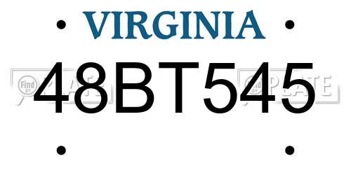 48BT545 Virginia License Plate