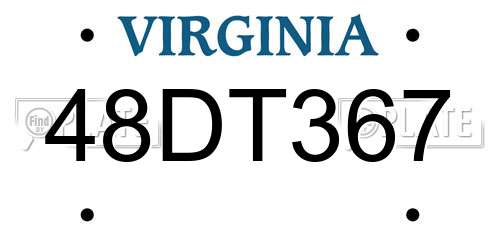48DT367 Virginia License Plate