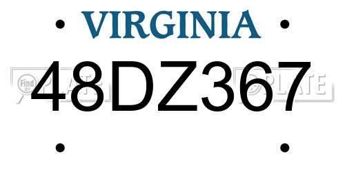 48DZ367 Virginia License Plate