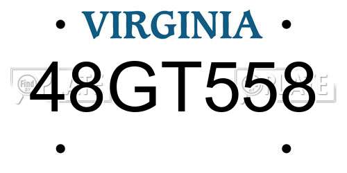 48GT558 Virginia License Plate