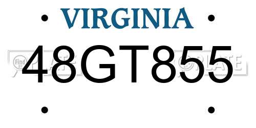 48GT855 Virginia License Plate