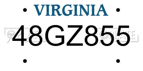 48GZ855 Virginia License Plate
