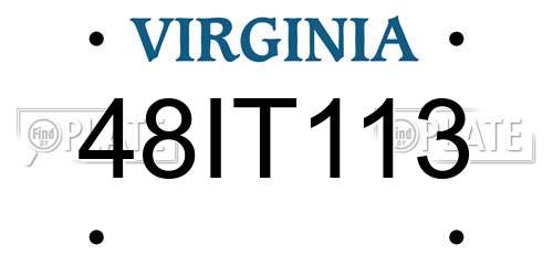 48IT113 Virginia License Plate