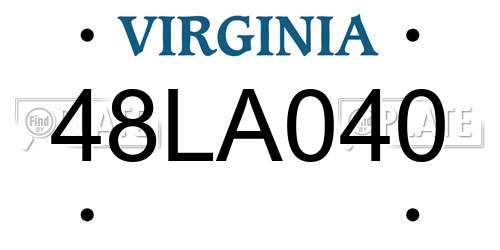 48LA040 Virginia License Plate