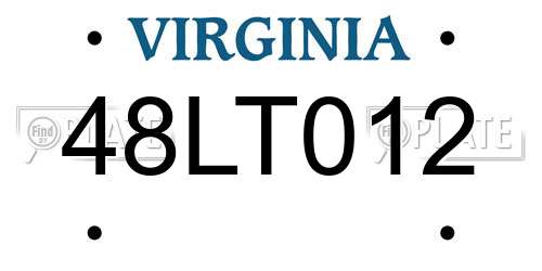 48LT012 Virginia License Plate