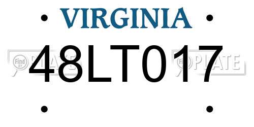 48LT017 Virginia License Plate