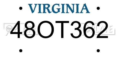 48OT362 Virginia License Plate