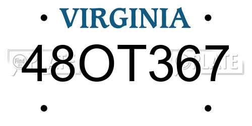 48OT367 Virginia License Plate