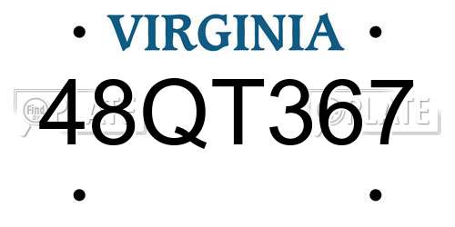 48QT367 Virginia License Plate
