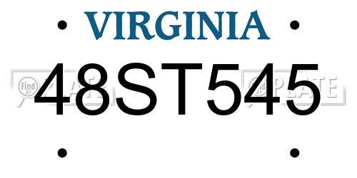 48ST545 Virginia License Plate